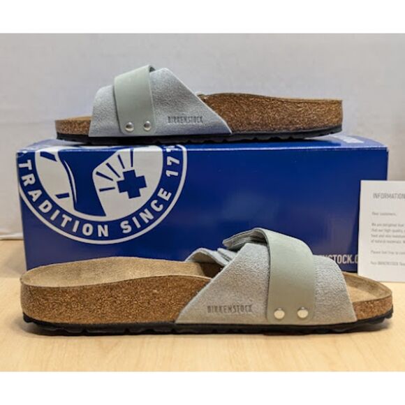 Birkenstock Oita Pure Sage Modern Suede Leather Slide Sandals US 7 EU 38 NIB - Picture 8 of 14